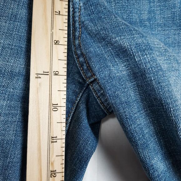 Anthropologie Pilcro Jeans 27 Boho Embroidered Ruffle Hem Floral Denim - Picture 9 of 16